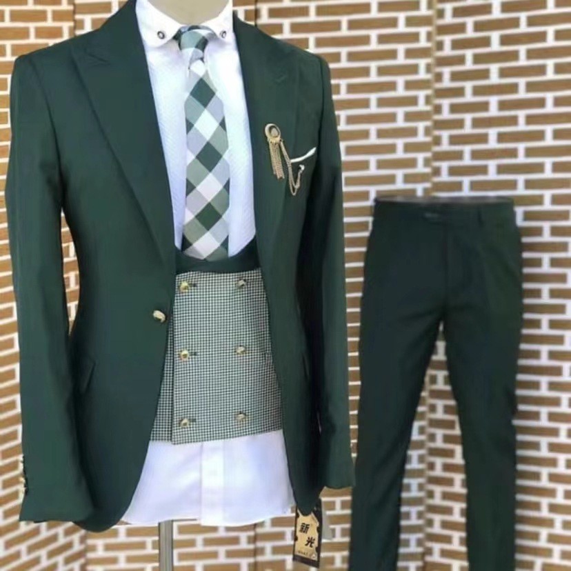 New Men's Suit Three-Piece Suit Business Casual Suit Host Dress ...