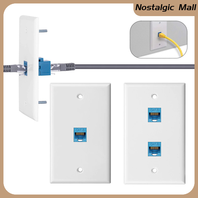 1 or 2 Cat6 Ethernet Outle Connection RJ45 Jack Wall Plate Socket ...