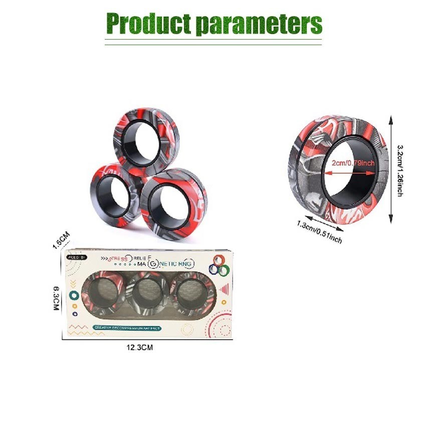 3PCS Fingertip Magnetic Rings Colorful Relief Fidget Toys Set Magnet ...