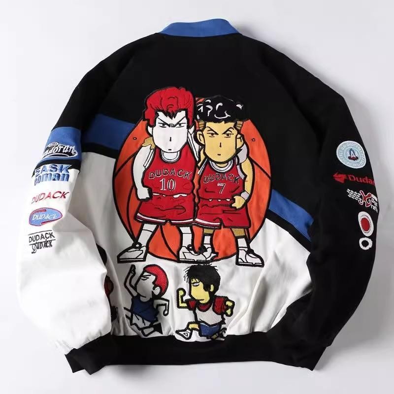 Slam Dunk Cartoon Embroidered Motorcycle Baseball Uniform Men Women ...