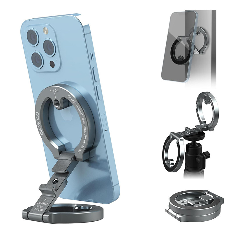CAMOLO MG-02 Dual Magnetic Phone Holder Grip Desktop Stand with 1/4