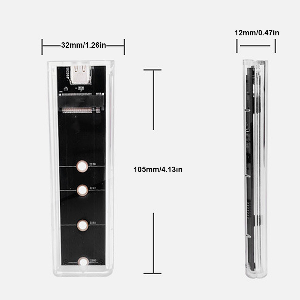 M.2 NVMe/NGFF Portable External SSD Case Dual Protocol Hard Disk Box M ...