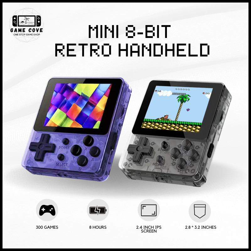 Mini 8-bit Retro Handheld || Transparent Violet and Transparent Black ...