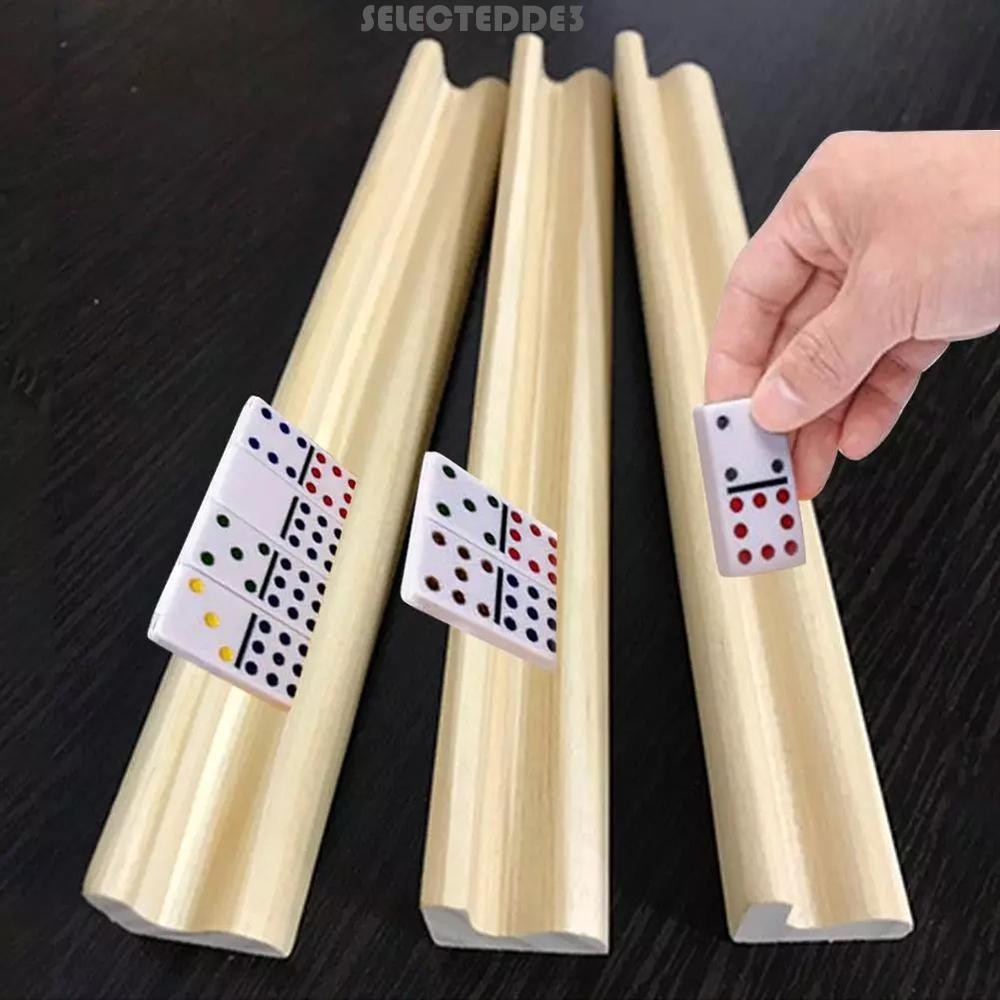 SELECTEDDE Wood Domino Racks for Kids Professional Player Wooden 4 ...