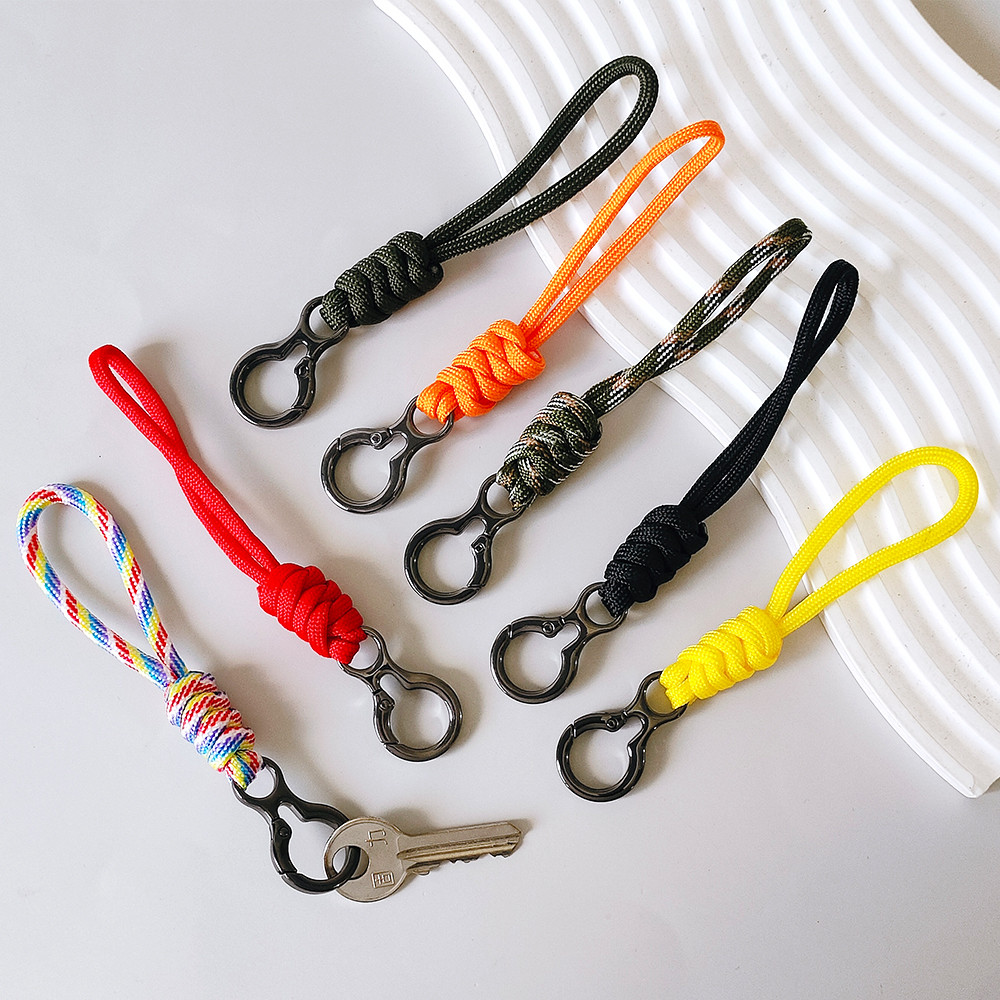 Fashion Woven Rope Keychains Simple Anti-Lost Braided Paracord Keyrings ...