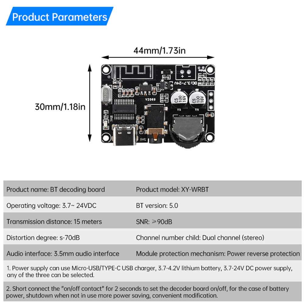 Pcbfun DC3.7-24V Bluetooth 5.0 Stereo Audio Dual Channel Decoding Board ...