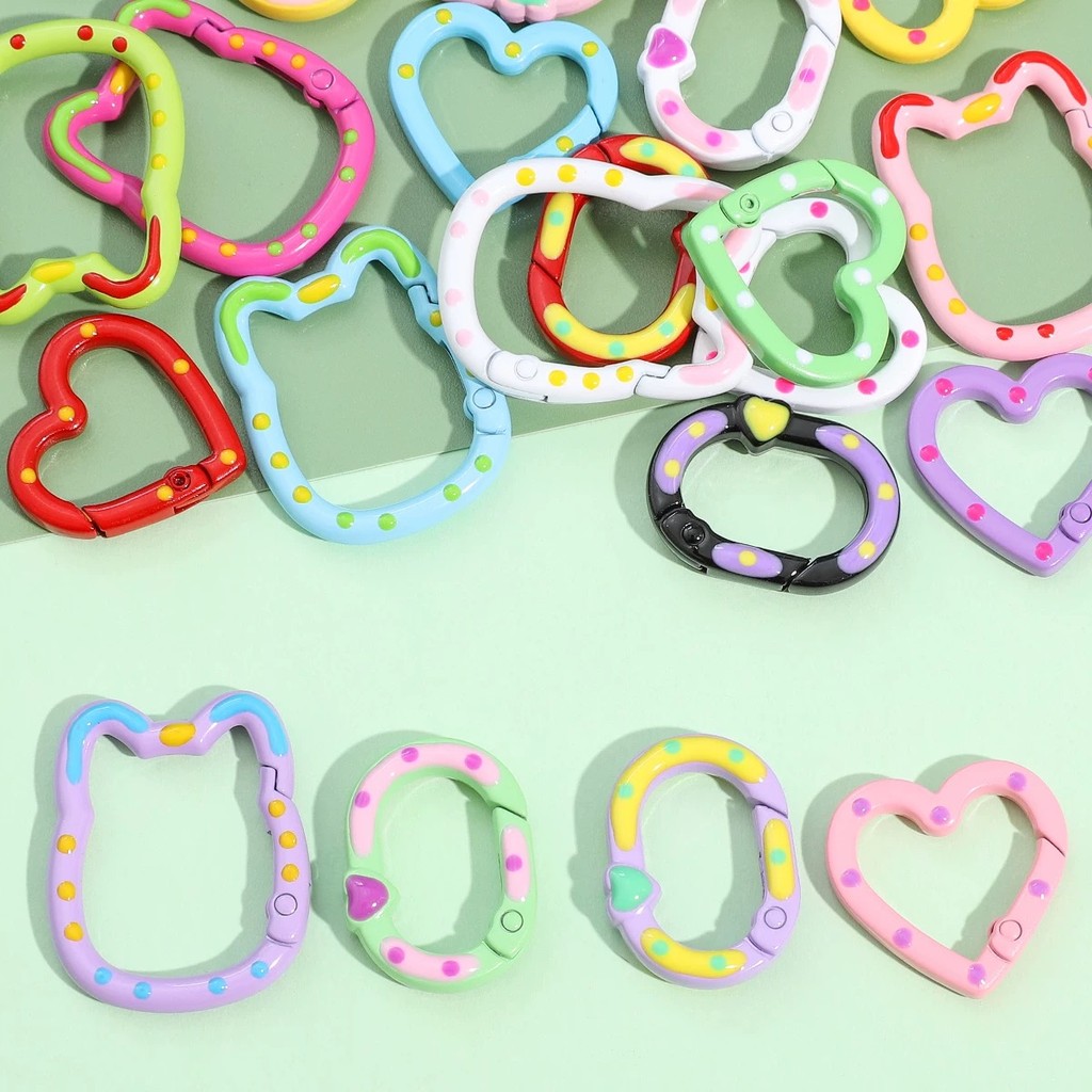 1PC Spring Heart-Ring Buckles Multicolors Star Flower Cat Shape Bag ...