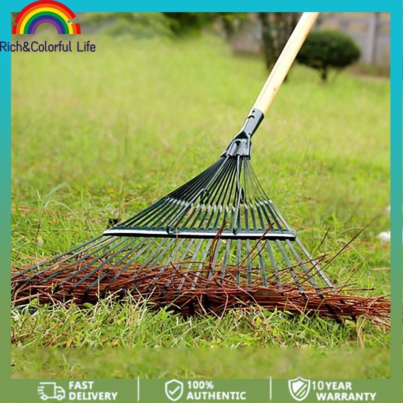 22 Teeth Grass Rake Head Garden Leaf Rake Portable Cleaning Tool ...