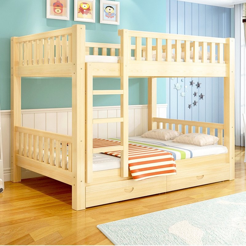 Solid Wood Bed Full Solid Wood Bunk Bed for Adults and Children, Double ...
