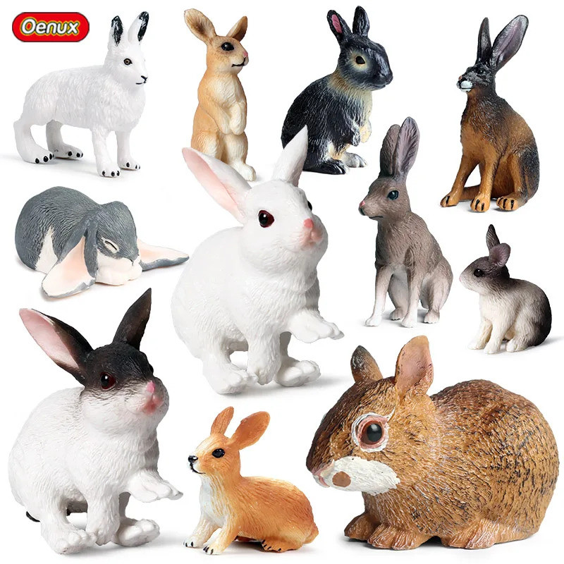 Oenux Lovely Farm Rabbit Bunny Model Action Figure Figurine Wild Desert ...