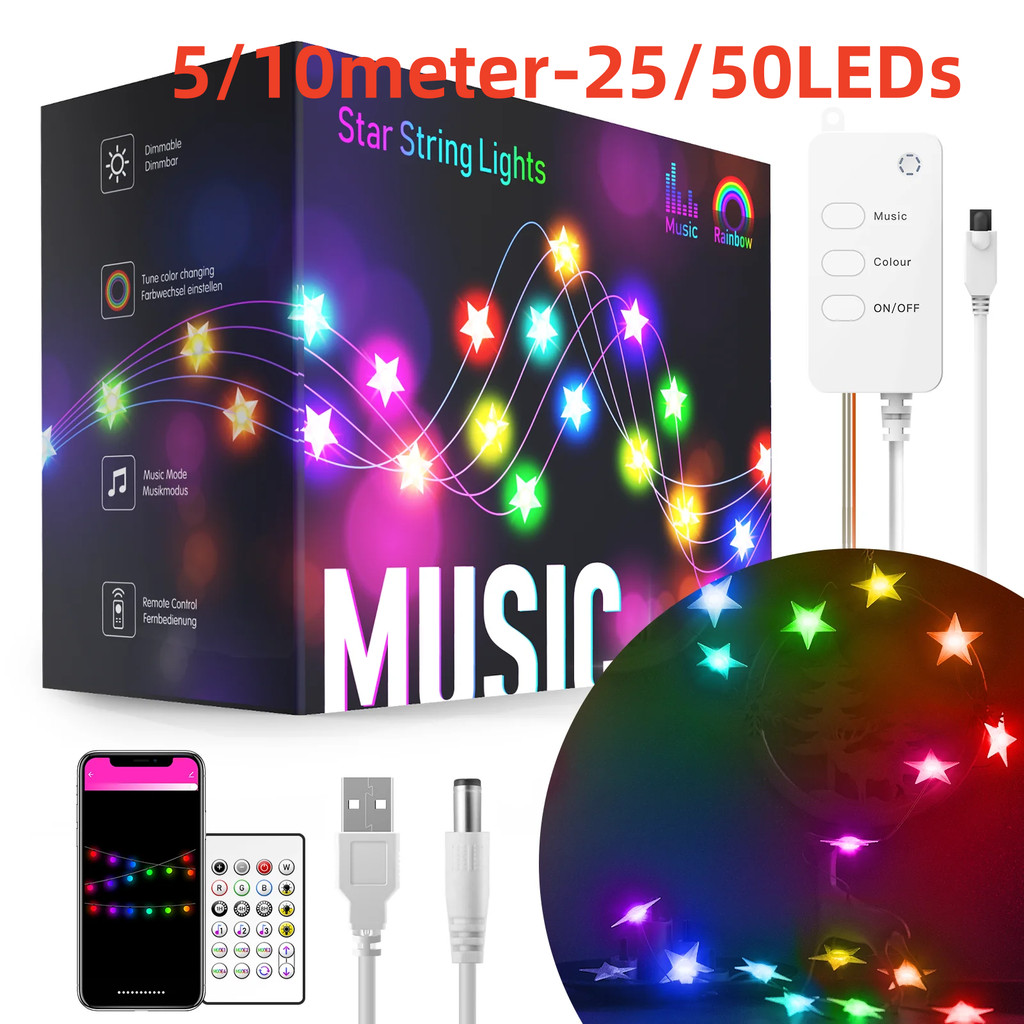 Star Lighting String Transparent Fairy LED String Twinkle Powered ...