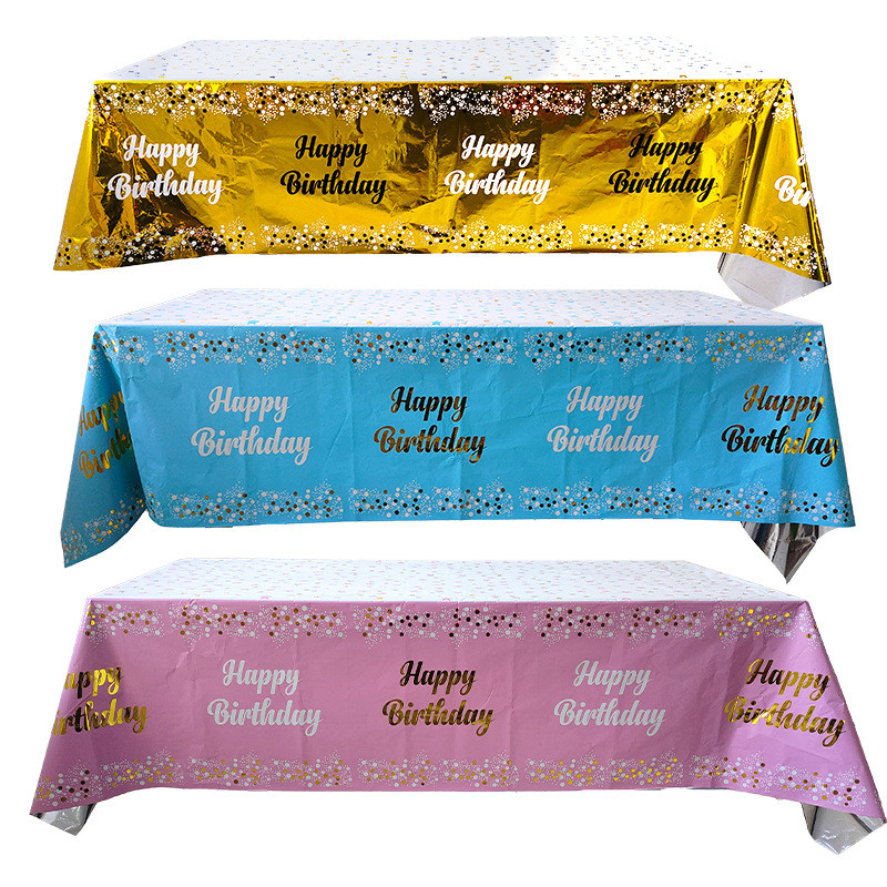 Teal & Silver Glitter Birthday Tablecloth (2-Pack) - 70x42 Inch Disposable Plastic Party Table Cover - View #2