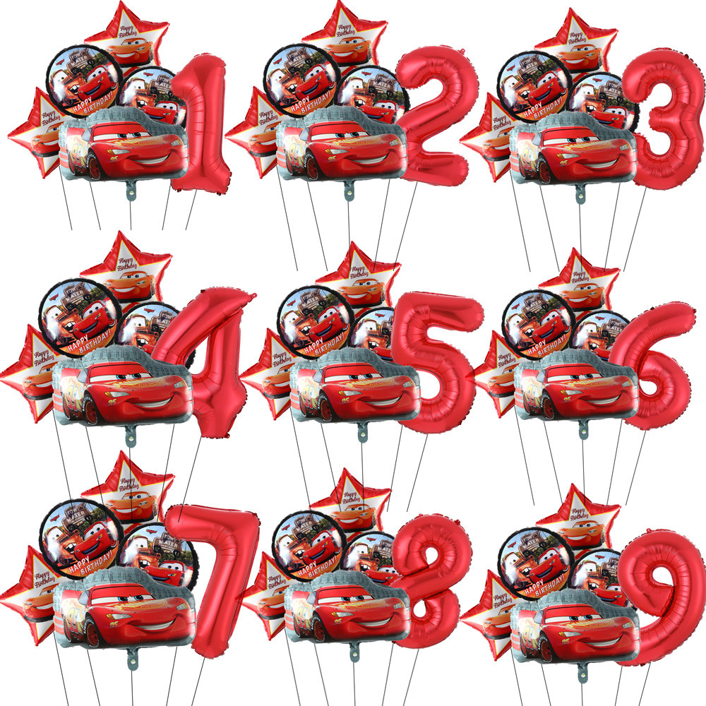 6pcs/set Disney McQueen Cars Balloons Happy Birthday Party Decorations ...