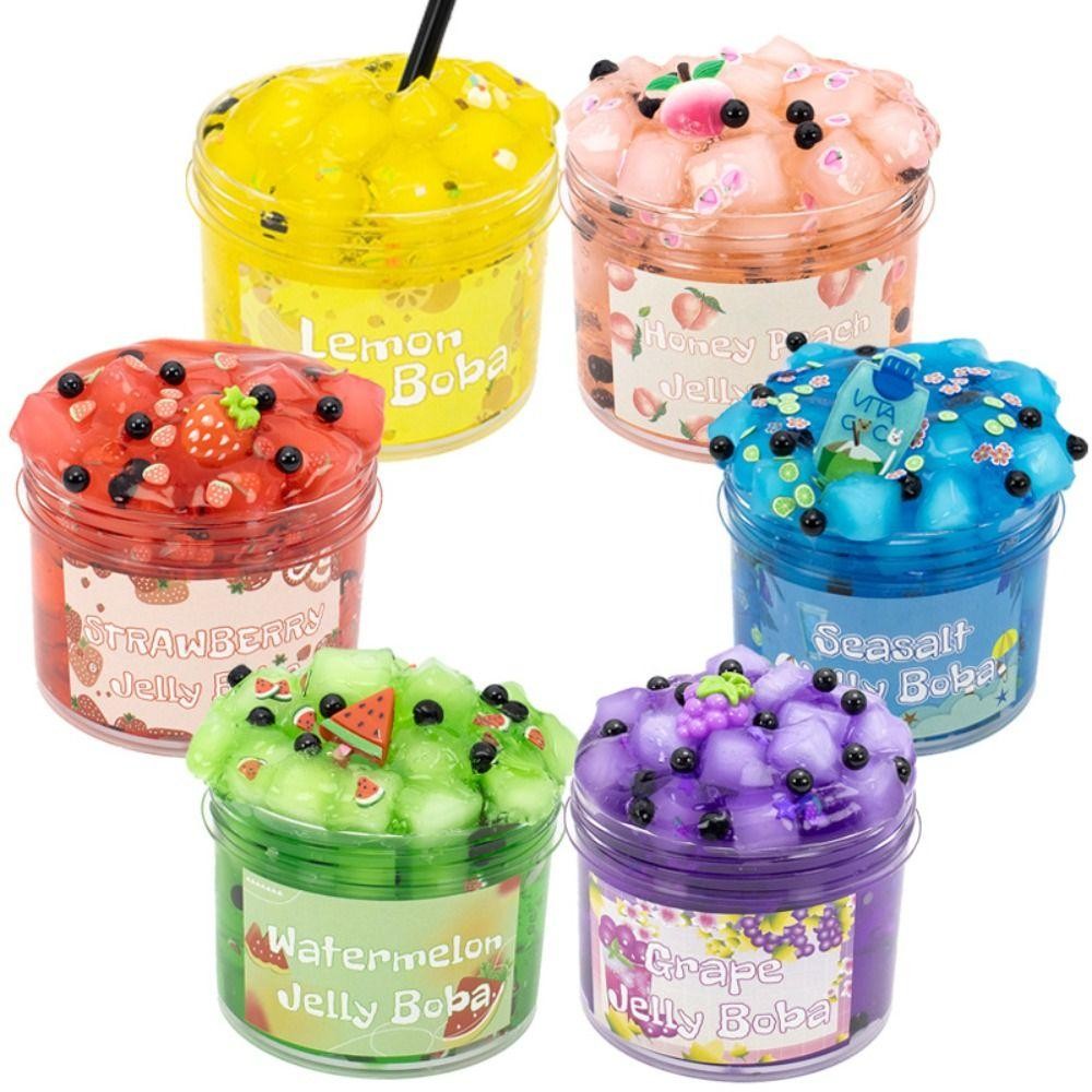 ROSE Slime Kit, Fruit Crunchy Non-Sticky Jelly Cube Slime, Soft Stress ...