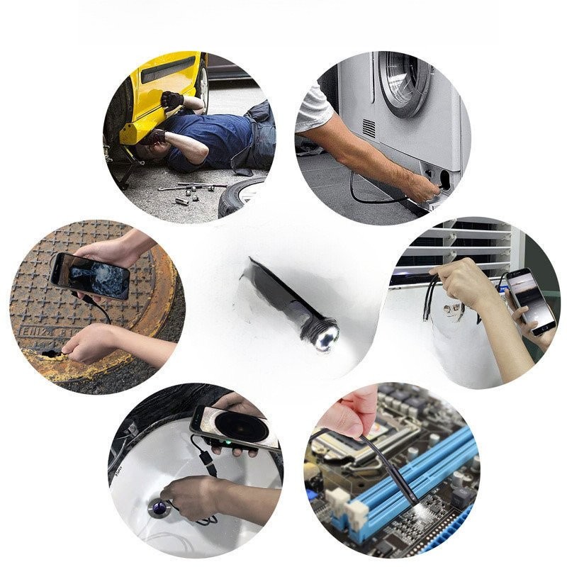 Hd8MM Waterproof Double Lens Inspection Endoscope Camera Automobile ...
