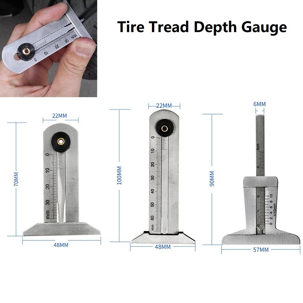 [SIPKNWHPH]Stainless Steel Car Tyre Tire Tread Depth Gauge Meter