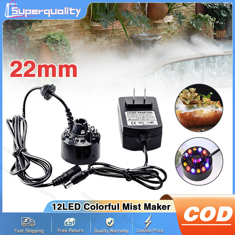 12LED Colorful Mist Maker Fog Machine Atomizer Fogger Water | Shopee ...