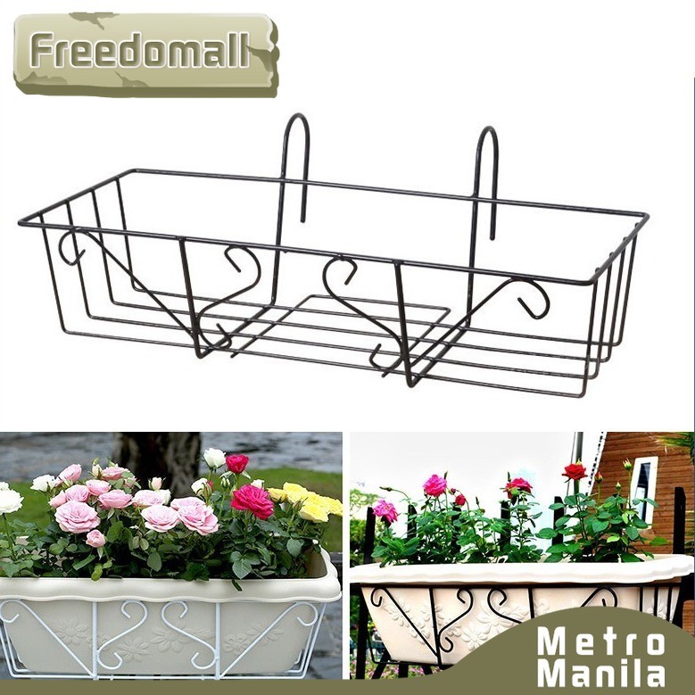 Flowerpot Shelf for Railing Balcony Rail Planter Shelf Fence Railing ...