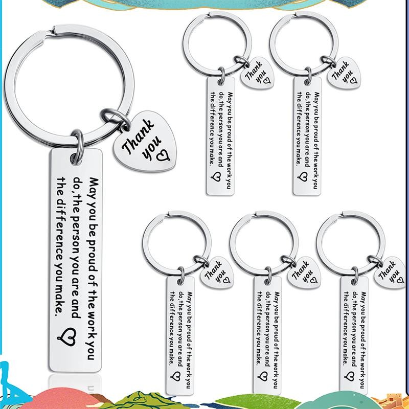 6 Pcs Thank You Gifts Keychain Appreciation Keychain Make a Difference ...