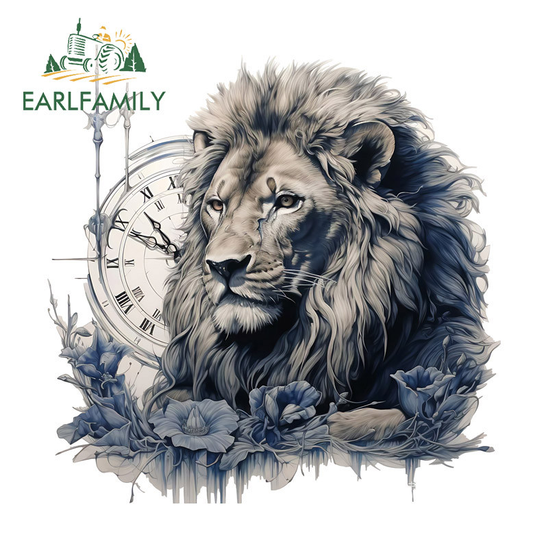 EARLFAMILY Lion with Compass Car Sticker Personality Waterproof ...