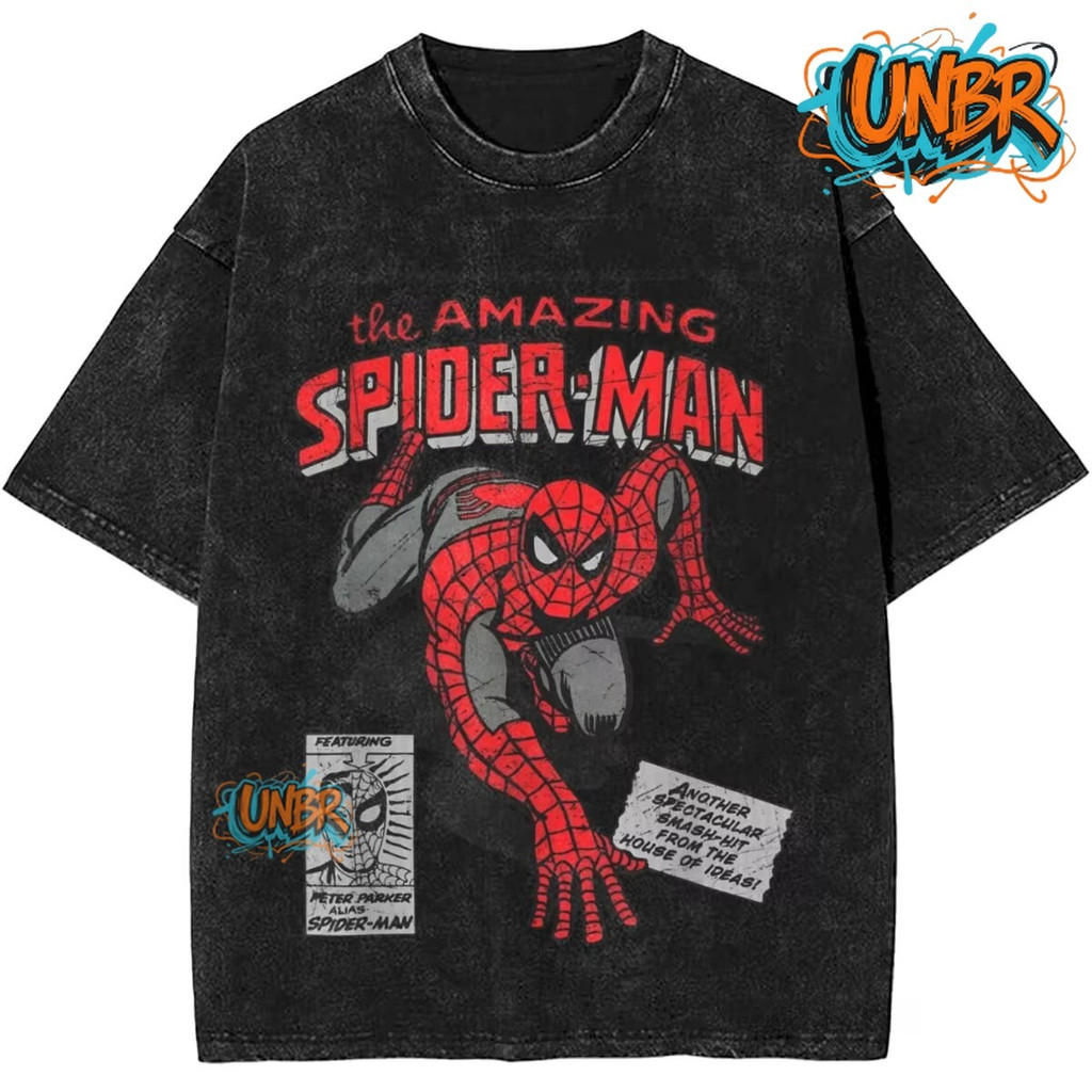 COD UNBR Spider-Man Spider-Man Comic Anniversary T-shirt Hip-hop Washed ...