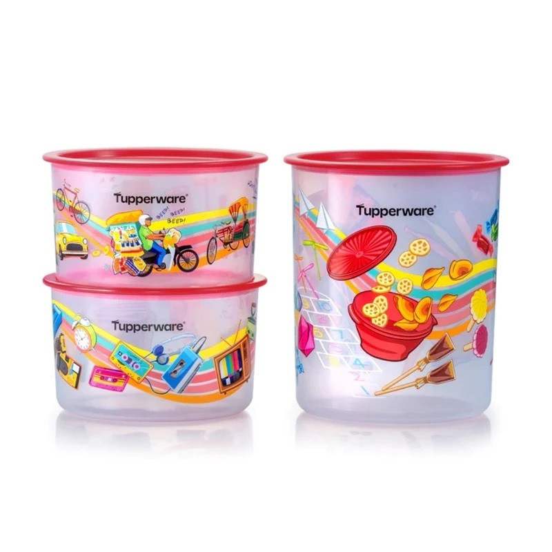 Tupperware (FULL: 3 pcs) Throwback One Touch Medium Set | Shopee ...