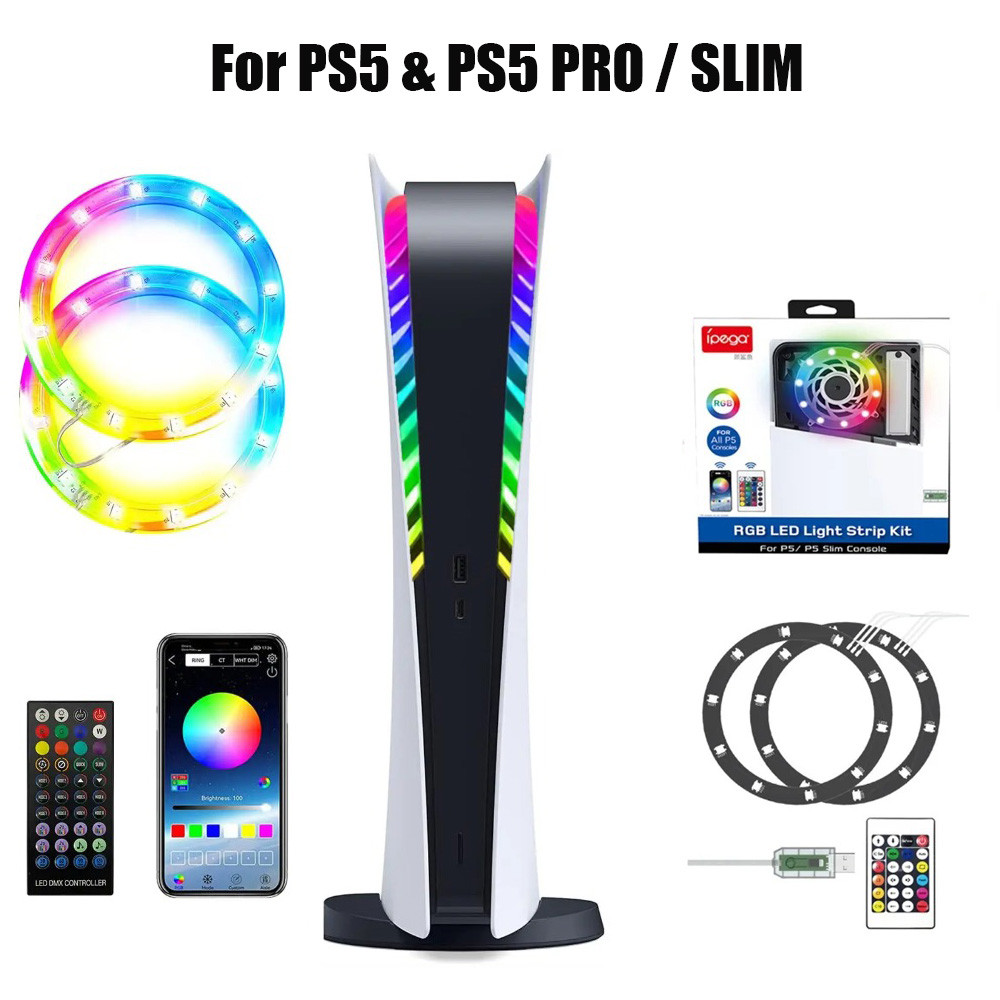 RGB LED Light Strip for PS5 & PS5 Pro / Slim RGB Led Strip Light Ring ...