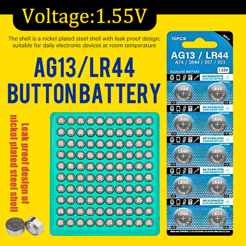 AG13 Alkaline Button Cell AG13 1.55V LR44 L1154 RW82 RW42 SR1154 SP76 ...