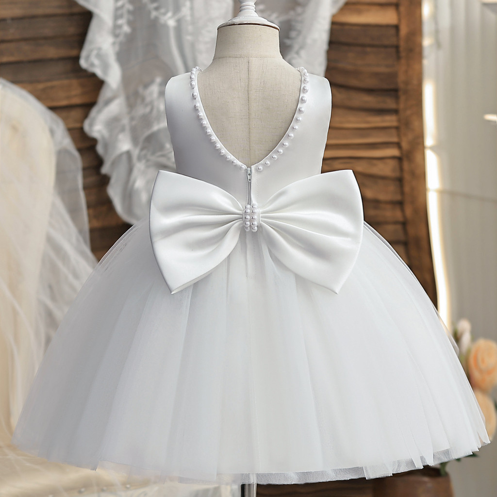 NNJXD Toddler Formal Dress Tulle White Baptism Gown 1-5 Yrs Baby Girls  Birthday Ceremony Princess Graduation Dresses | Shopee Philippines