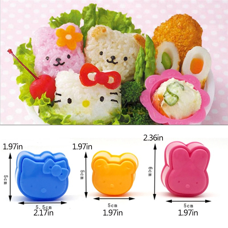Cute Rabbit Bear Cartoon Children DIY Bento Mould Sushi Mould Rice and ...