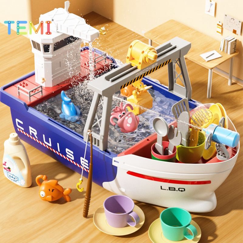 TEMI Children's Electric Fishing Toys Simulation Large Ship Models ...