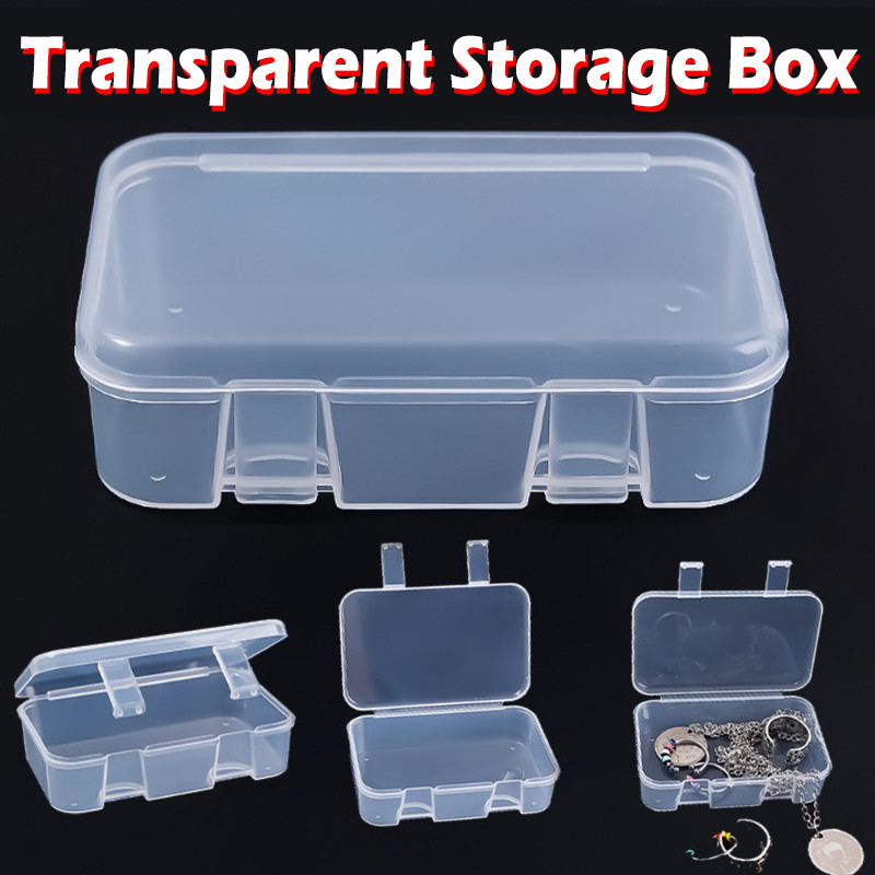 Clear Plastic Storage Box Containers with Lids Empty Hinged Small Boxes ...
