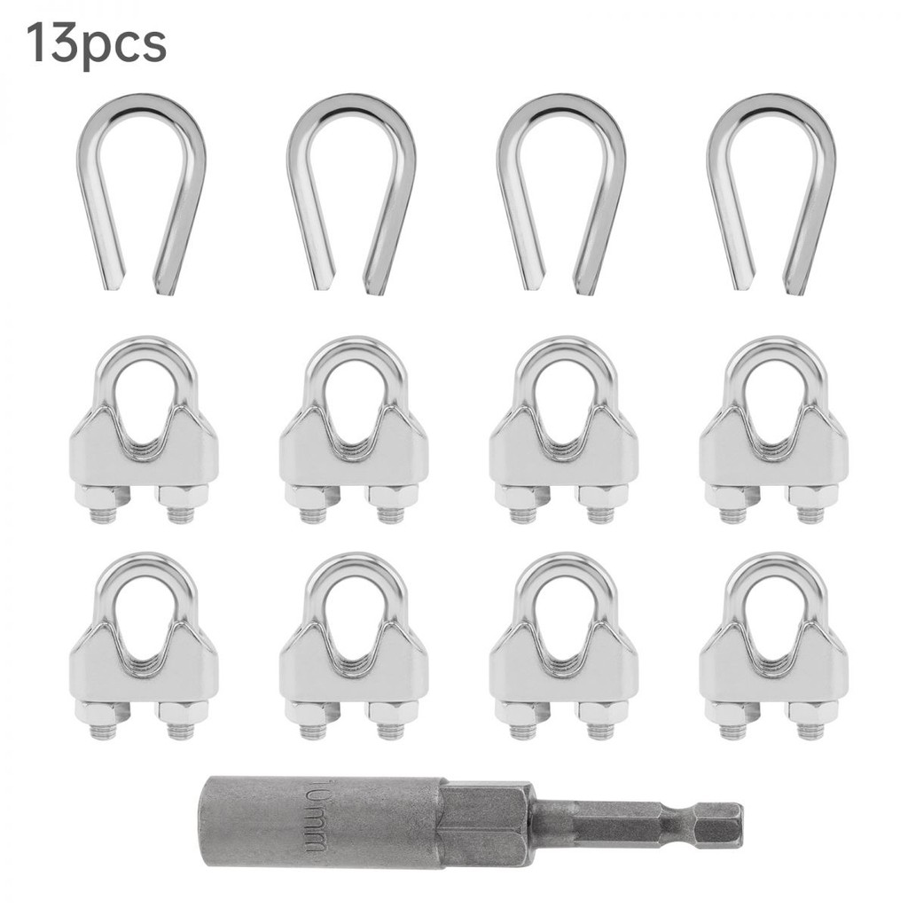 13 pcs Stainless Steel 5/16 inch (M8) Wire Rope Thimbles Wire Rope ...