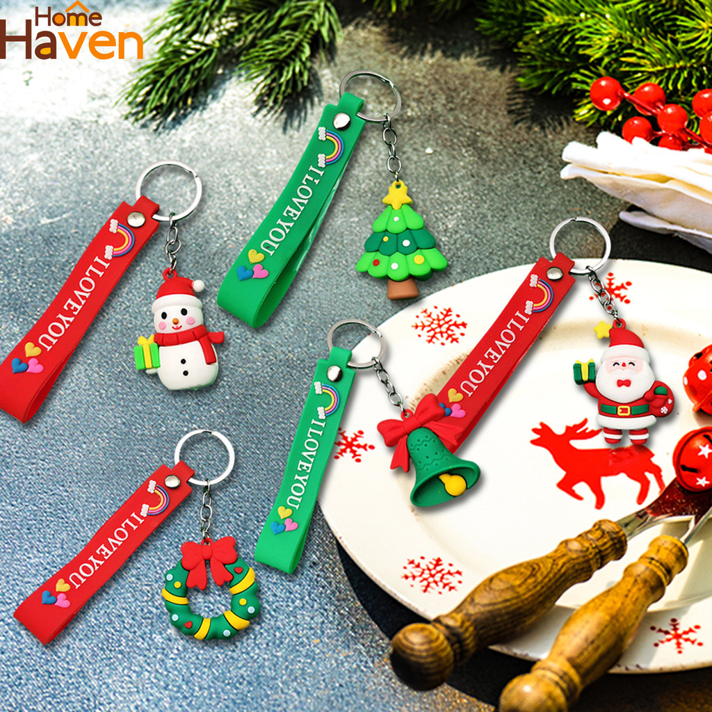 Christmas gift keychain Cute Christmas Keychain Santa Colorful PVC Key ...