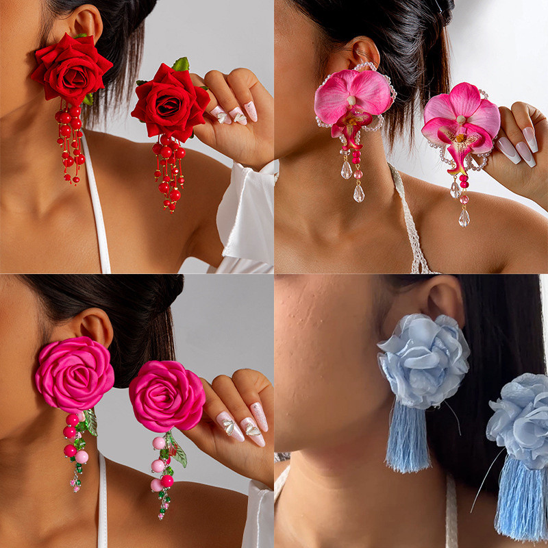 European And American Style Floral Flower Earrings