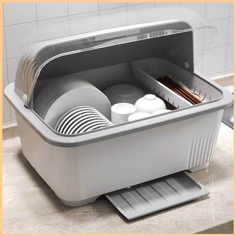 Dish Rack with Cover Plastic Storage Insect-proof Innovative Kitchen ...