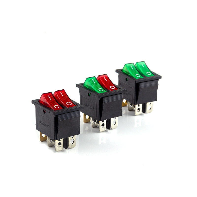 KCD4 31x25mm Double Light Rocker Switch 6Pin 2/3 Position 16A/250V 20A ...