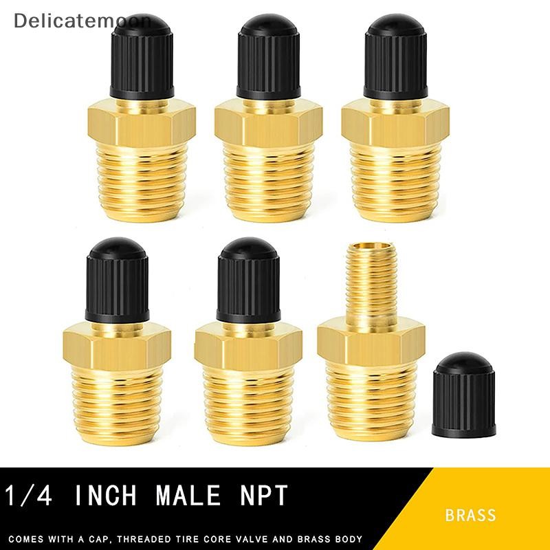 Delicatemoon 2Pcs Brass Air Inflator Adapter W/Valve Stem Inside 1/4 ...