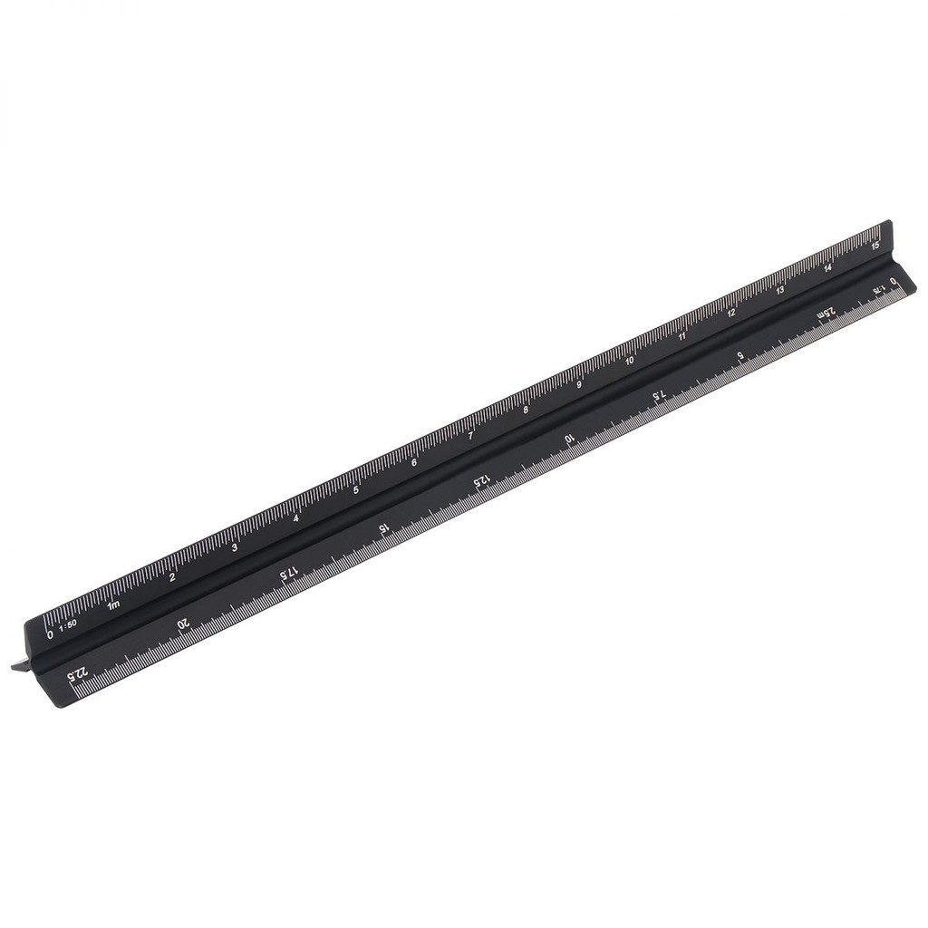 Black 12 Inch Aluminum Alloy Small Scale Triangular Ruler ...