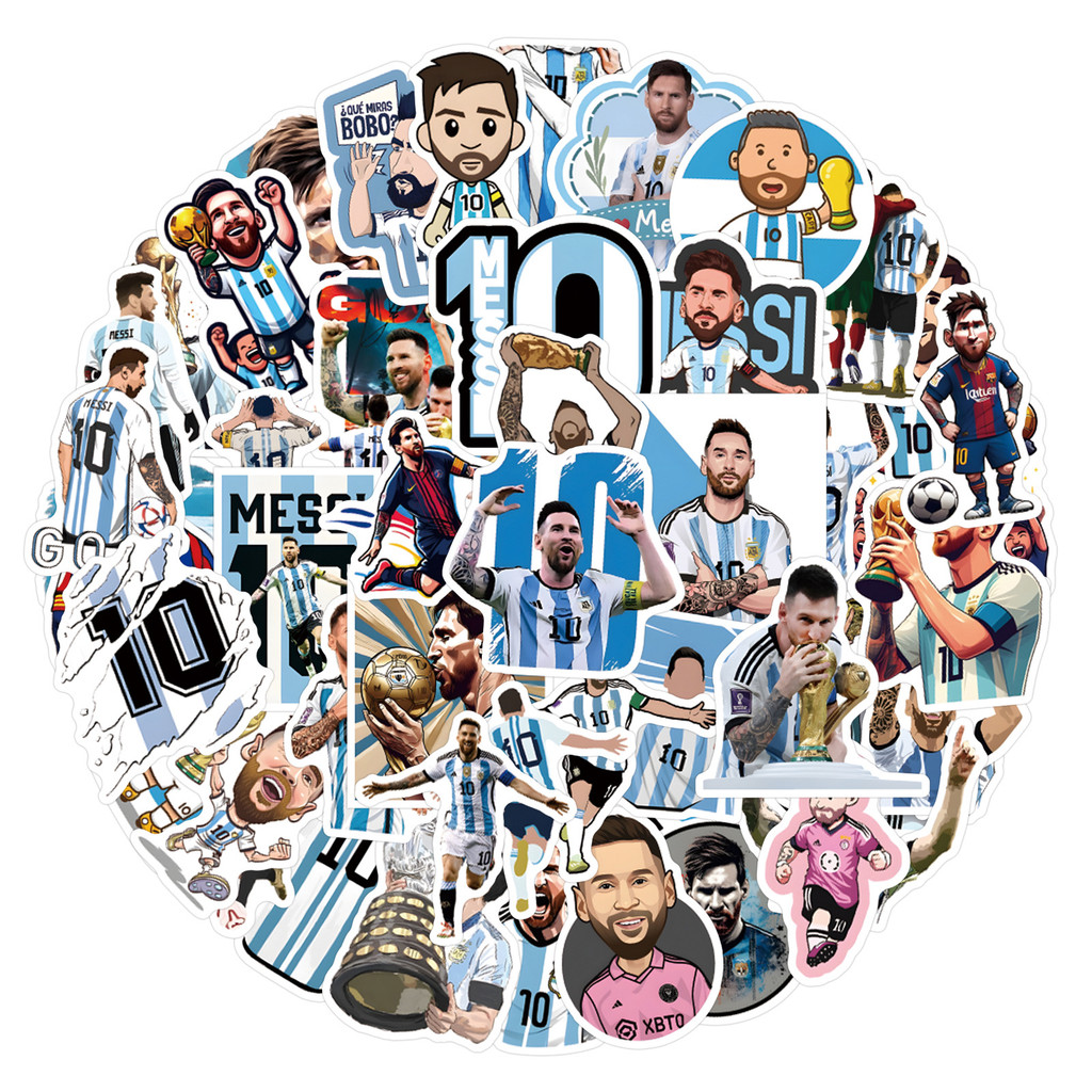 53 pcs Lionel Messi Soccer Superstar Waterproof PVC Stickers | Shopee ...