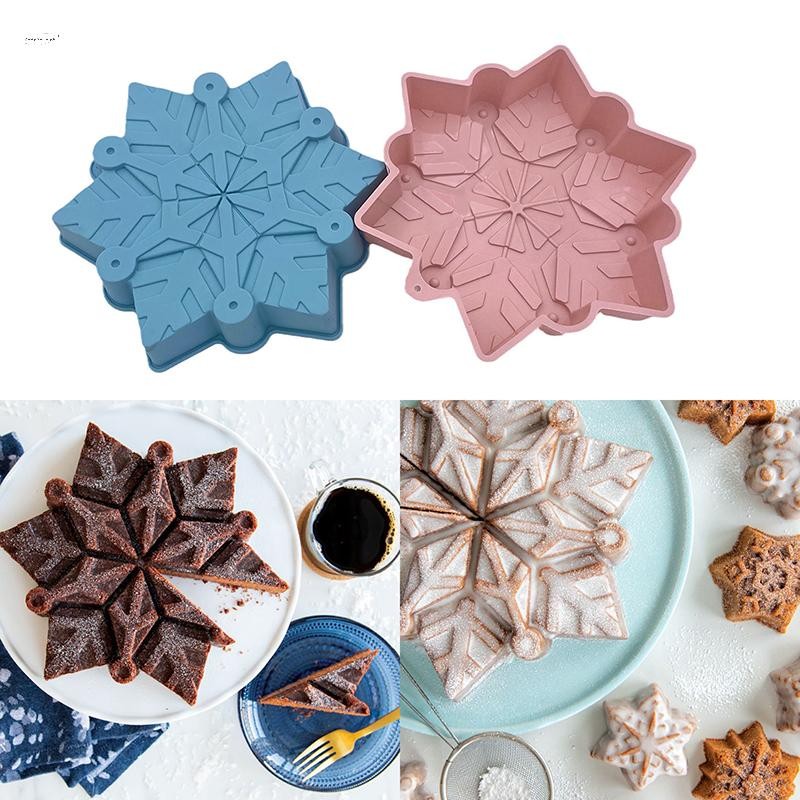 Home Christmas Snowflake Chiffon Cake Baking Tray Snow Chocolate Mousse ...