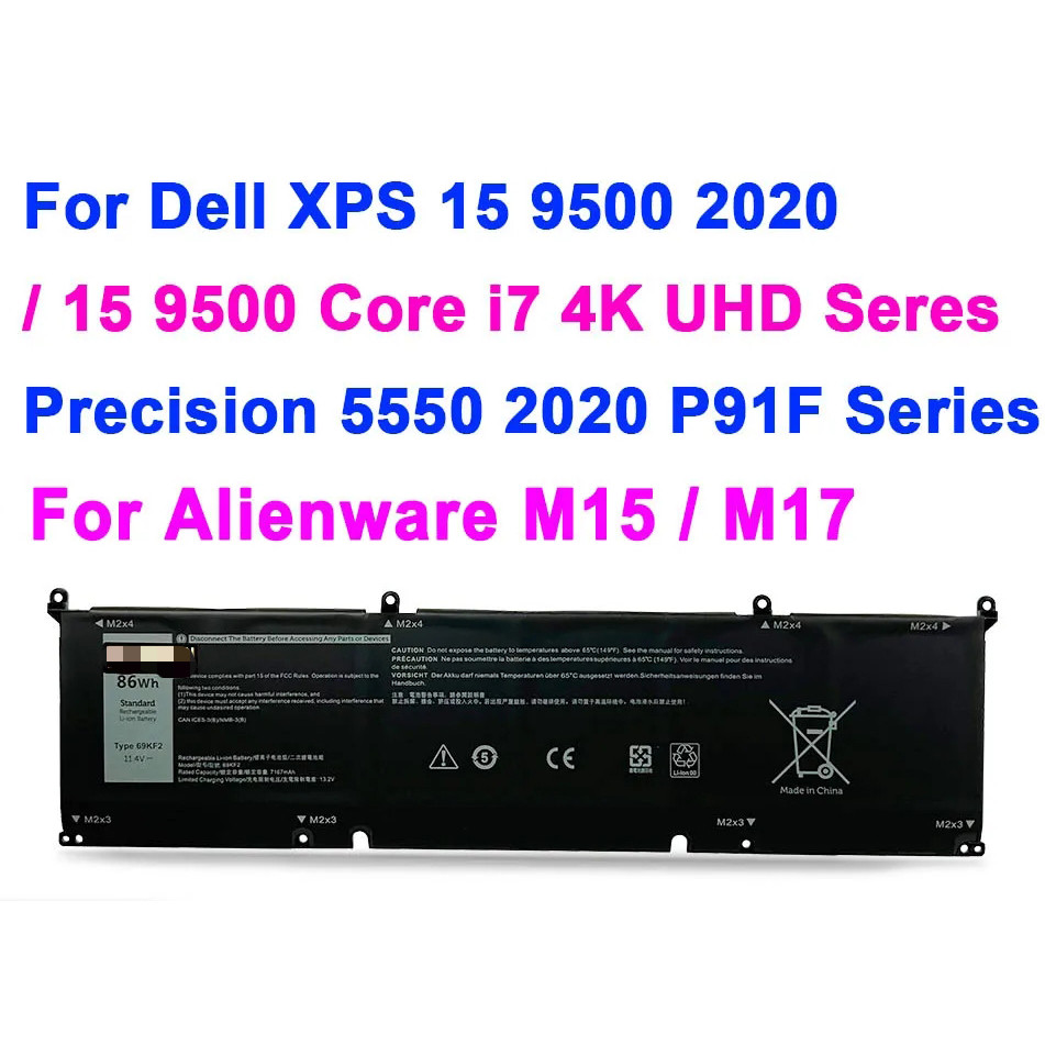 New Laptop Battery 69KF2 For Dell For Alienware M15 M17 R3 XPS 15 9500 ...