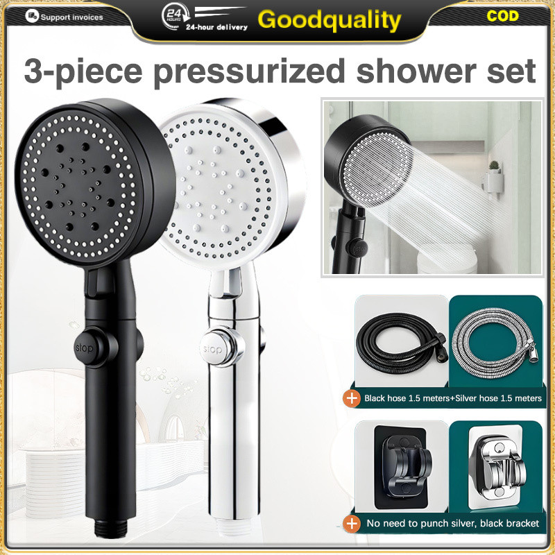 3 in 1 Shower Head Set 5-speed Booster Shower with Hose Portable ...