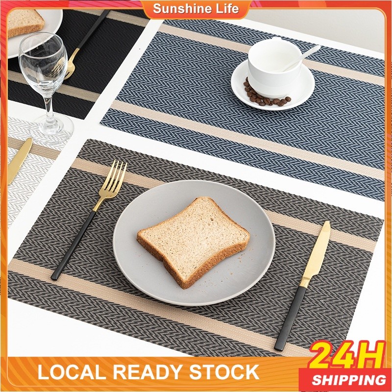 Placemats Dining Mats Table Set Washable Vinyl Woven Insulation Heat ...