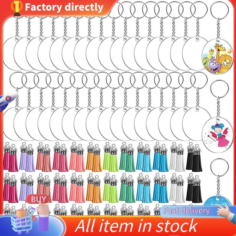 In stock-144Pcs Acrylic Keychain Blanks-Clear Keychain Blanks Set ...
