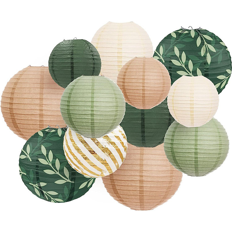 15 Lanterne Di Carta Decorative Da Appendere - Oro, Nero, Bianco, 3 Misure, Per Matrimonio E Feste