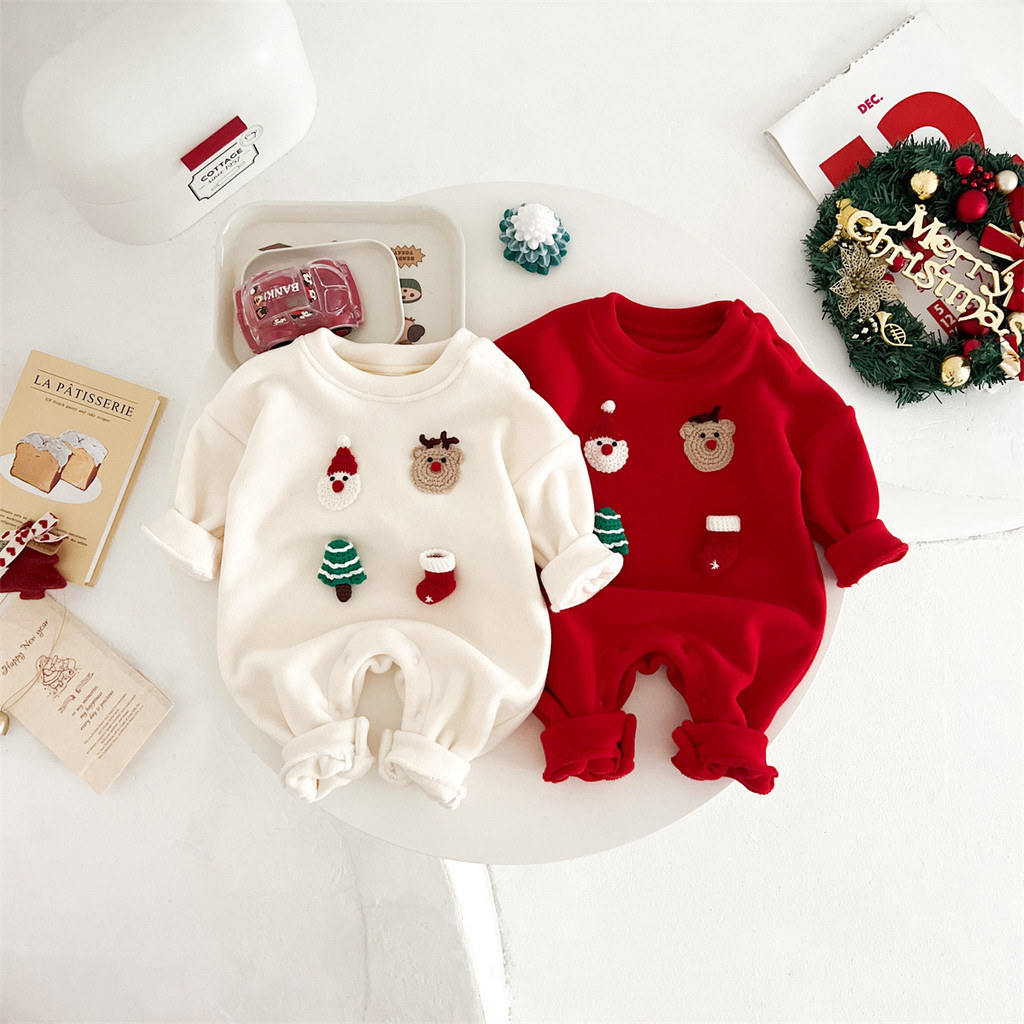 Baby Gradient Color Dots Long Sleeves Winter Outfit Warm Overcoat With Christmas Hood