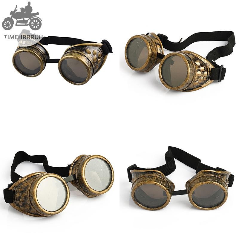 Steampunk Victorian Welding Black Goggles 2X Lens Scissors Punk Goth Cosplay