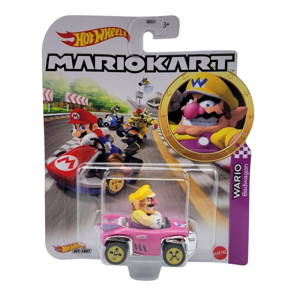 Hot Wheels Mario Kart Wario Badwagon Die Cast 1:64 Scale Mattel Super ...