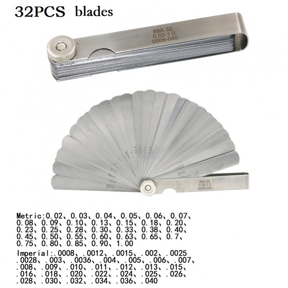 【ONCE+】32 Blades Feeler Gauge Blade Protector Hard To Reach Places For ...